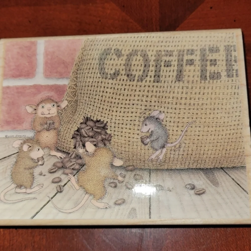 STAMPABILITIES MORNING JUMP START COFFEE HOUSE MOUSE RUBBER STAMP EUC L4748 4x5 - Picture 1 of 2